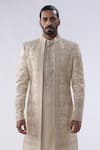 Buy Kommal Sood Beige Cotton Silk And Chanderi Cutdana Moti Sherwani Churidar Set Online at Aza Fashions Buy_Kommal Sood_Beige Cotton Silk And Chanderi Cutdana Moti Sherwani Churidar Set _Online_at_Aza_Fashions