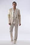 Shop_Kommal Sood_Gold Velvet And Satin Honeycomb Pattern Tuxedo Jacket & Trouser Set  