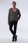 Buy_Kommal Sood_Green Satin And Kupro Plain Shirt With Trouser  _at_Aza_Fashions