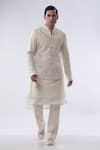 Buy_Kommal Sood_Off White Chanderi And Cotton Silk Embroidery Resham Waist Coat Kurta Set _Online_at_Aza_Fashions