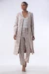 Buy_Kommal Sood_Off White Jacquard Embroidered Sequin Open Long Jacket With Trouser  _at_Aza_Fashions