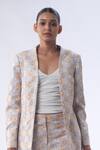 Buy_Kommal Sood_Off White Jacquard Embroidered Sequin Open Long Jacket With Trouser  _Online_at_Aza_Fashions