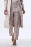 Shop_Kommal Sood_Off White Jacquard Embroidered Sequin Open Long Jacket With Trouser  _Online_at_Aza_Fashions