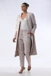 Shop_Kommal Sood_Off White Jacquard Embroidered Sequin Open Long Jacket With Trouser  