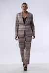 Kommal Sood_Brown Cotton Stripe Lapel Collar Pattern Blazer With Pant  _Online_at_Aza_Fashions