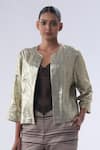 Buy_Kommal Sood_Gold Sequence Sitting Embellished Sequin Short Jacket With Trouser  _Online_at_Aza_Fashions