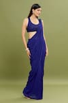 Buy_ARPAN VOHRA_Blue Georgette Embroidered Sequin Cutdana Pallu Pre-draped Saree With Blouse _Online_at_Aza_Fashions