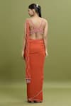 Shop_ARPAN VOHRA_Coral Georgette Embroidered Bead Plunge Sequin Hem Pre-draped Saree With Blouse _at_Aza_Fashions