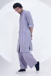 Buy_Jajaabor_Blue Linen Overlocked Panelled Kurta And Pant Set_Online_at_Aza_Fashions
