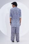 Shop_Jajaabor_Grey Linen Printed Broken Stripes Kurta With Pant _at_Aza_Fashions