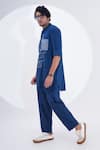 Buy_Jajaabor_Blue Linen Patchwork Abstract Work Kurta With Pant _Online_at_Aza_Fashions