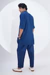 Shop_Jajaabor_Blue Linen Patchwork Abstract Work Kurta With Pant _Online_at_Aza_Fashions