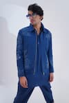 Buy_Jajaabor_Blue Linen Patchwork Floral Embroidered Jacket _Online_at_Aza_Fashions