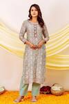 Missprint_Green Kurta And Dupatta Chanderi Printed Floral Nafisa Pant Set _Online_at_Aza_Fashions