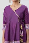 Shop_Samyukta Singhania_Purple Silk Blend Printed Abstract V Neck Sleeve Cuff Tunic And Palazzo Set _Online_at_Aza_Fashions