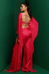 Shop_K&A By Karishma and Ashita_Pink Modal Satin Embellished Bead Sweetheart Sequin Kaftan Jumpsuit _at_Aza_Fashions