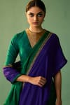 Nishar Ahmed_Blue Habutai Silk Hand Embroidered Dori Nyssa Saree _Online_at_Aza_Fashions