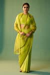 Buy_Nishar Ahmed_Green Habutai Silk Hand Embroidered Dori Jameelah Saree _at_Aza_Fashions