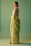 Buy_Nishar Ahmed_Green Habutai Silk Hand Embroidered Dori Yasmin Saree _Online_at_Aza_Fashions