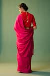 Shop_Nishar Ahmed_Pink Habutai Silk Solid Mayra Saree_at_Aza_Fashions