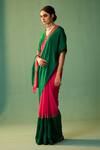 Shop_Nishar Ahmed_Green Habutai Silk Hand Embroidered Dori Rajni Saree _Online_at_Aza_Fashions