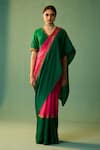 Buy_Nishar Ahmed_Green Habutai Silk Hand Embroidered Dori Rajni Saree _at_Aza_Fashions