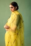 Nishar Ahmed_Yellow Habutai Silk Hand Embroidered Dori Sabaa Marori Saree_Online_at_Aza_Fashions