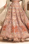 Label Astha Chhabra_Pink Organza Hand Embellished Floral Sweetheart Neck Lehenga Set _Online_at_Aza_Fashions