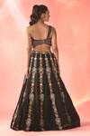 Shop_Label Astha Chhabra_Black Organza Embroidery Floral Asymmetric Neck Panel Lehenga Set _at_Aza_Fashions