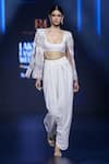 Buy_Ritika Mirchandani_Ivory Net Embroidery Crystal Moonstone Geometric And Dhoti Pant Set  _at_Aza_Fashions