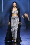 Buy_Ritika Mirchandani_Black Net Embroidery Crystal Trench Coat Open Eclipse Pant Set _at_Aza_Fashions
