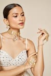 Anita Dongre_Gold Plated Zircon Haathi Carved Haathphool - Single Pc _Online_at_Aza_Fashions