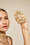 Buy_Anita Dongre_Gold Plated Zircon Haathi Carved Haathphool - Single Pc _Online_at_Aza_Fashions