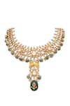 Buy_Anita Dongre_Gold Plated Moissanite And Flourite Stone Embedded Pendant Necklace_at_Aza_Fashions