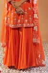 Sonia Khatri_Orange Kurta And Sharara Mulmul Embroidered Resham Round Plumeria Set _at_Aza_Fashions