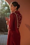 Buy_Sonia Khatri_Maroon Summer Silk Embroidered Resham Persian Buttercup Kurta And Pant Set 