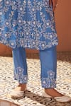 Shop_Sonia Khatri_Blue Dola Silk Embroidered Resham Mandarin Bluebell High Low Kurta And Pant Set _Online_at_Aza_Fashions