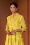 Sonia Khatri_Yellow Georgette Embroidered Resham Sunflower Peplum Kurta And Sharara Set _Online