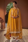 Buy_Sonia Khatri_Yellow Kurta And Palazzo Summer Silk Embroidered Dori Round Pant Set _at_Aza_Fashions