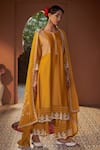 Sonia Khatri_Yellow Kurta And Palazzo Summer Silk Embroidered Dori Round Pant Set _Online_at_Aza_Fashions