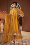 Buy_Sonia Khatri_Yellow Kurta And Palazzo Summer Silk Embroidered Dori Round Pant Set _Online_at_Aza_Fashions