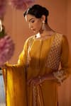 Shop_Sonia Khatri_Yellow Kurta And Palazzo Summer Silk Embroidered Dori Round Pant Set _Online_at_Aza_Fashions