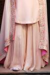 Buy_Sonia Khatri_Pink Organza Embroidery Floral V Neck Flower Yoke Kurta Sharara Set _Online_at_Aza_Fashions