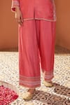 Buy_Sonia Khatri_Red Dola Silk Embroidery Dori Chinese Placement Shirt Tunic With Palazzo_Online_at_Aza_Fashions