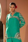 Shop_Sonia Khatri_Green Dola Silk Embroidery Dori Placement Geometric Shirt Tunic With Palazzo _at_Aza_Fashions