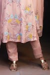 Buy_Sonia Khatri_Peach Kurta And Dupatta Organza Embroidery Floral Collared Zari Work Pant Set _Online_at_Aza_Fashions