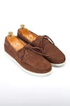 Buy_Domani_Brown Lucia Boat Leather And Suede Shoes _at_Aza_Fashions