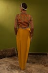 Shop_Aditi Gupta_Yellow Banarsi Embroidered Aari Draped Skirt Set With Jamawar Jacket _at_Aza_Fashions
