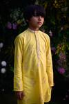 Shyam Narayan Prasad_Yellow Cotton Silk Patch Work Fleur Damask Kurta With Trouser _Online_at_Aza_Fashions