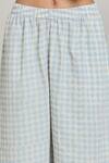 Buy_Naintara Bajaj_Blue Cotton Linen Block Printed Checkered Pant_Online_at_Aza_Fashions